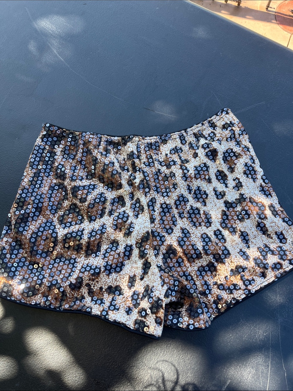 SHEIN Sequin Leopard High Waist Shorts - Gold & Black